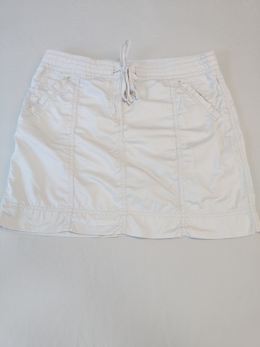 Ann Taylor Loft Cargo Mini Skirt Womens 12 Khaki Excellent Drawstring Utility